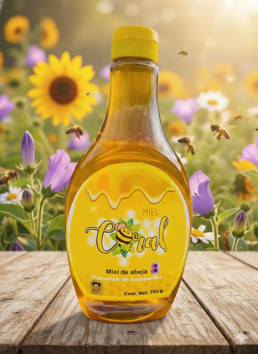 Miel de abeja en Botella SQ ovalada 750 g